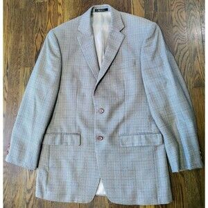Lauren Ralph Lauren Houndstooth Plaid Men's 40 Silk Wool Blazer Sports Coat